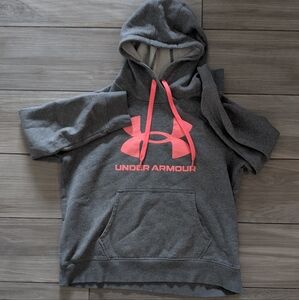 Under Armour Gray And Pink Loose Logo Hoodie